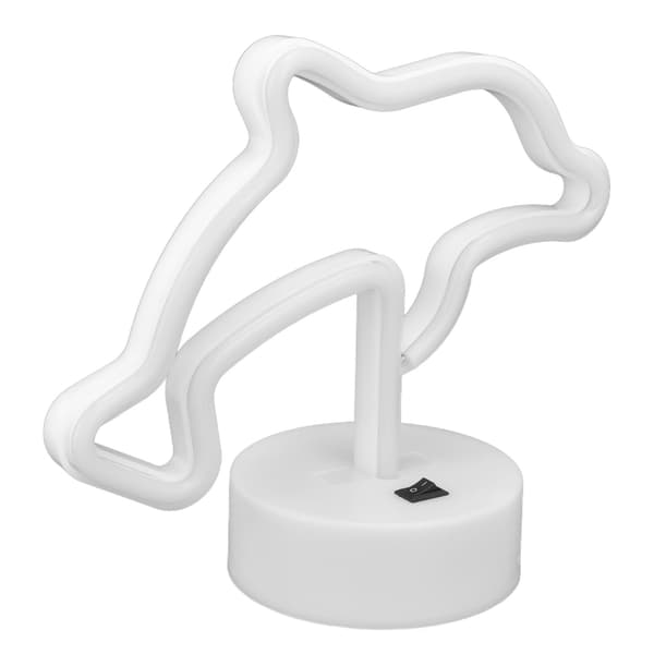 LED Delfin Neonlys, USB- eller Batteridrevet, Romdekorasjon med Base