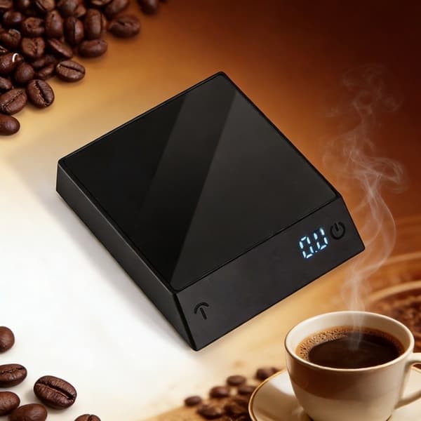 Præcisionskaffevægt 500g/0.01g med timer, LED-display, USB-C genopladelig, sort