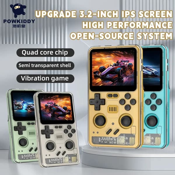 Retro håndholdt spillkonsoll, 3,2\" IPS-skjerm, Linux-system, bærbar yellow-64G