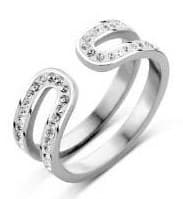 Sølv Victoria Ring med Hvide Sten, Rustfrit Stål, Størrelse 52 (16.6mm)