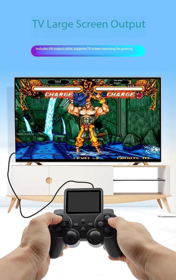 Håndholdt spillkonsoll, retro klassisk 2-spiller joystick, 3,25\" skjerm, bærbar