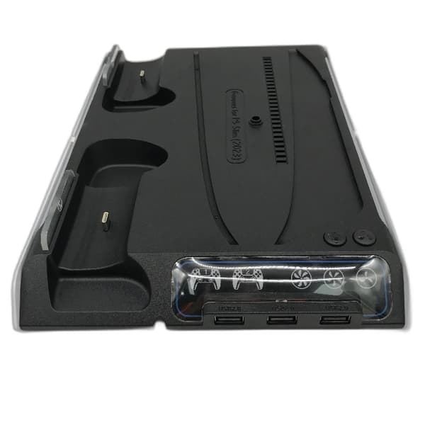 P5 Slim kølestativ med hovedtelefonkrog og 2 controller-opladningsporte (demo, hvid/sort)