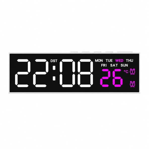 LED Digitalt Vækkeur med Termometer, Kalender, Ugedagsvisning, Sengebord, Moderne Minimalistisk 6681 white shell pink lamp