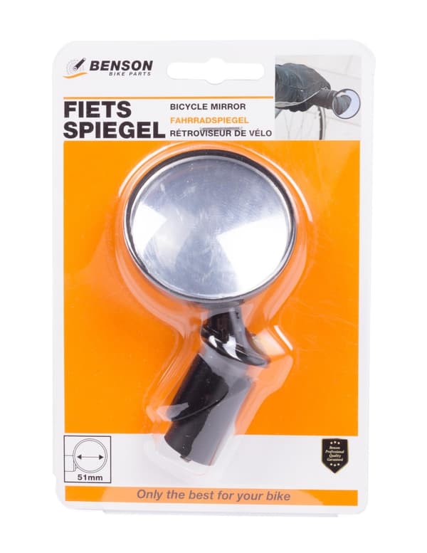 Sykkel speil 51 mm, styreende montering, svart, 360° roterbart, plast