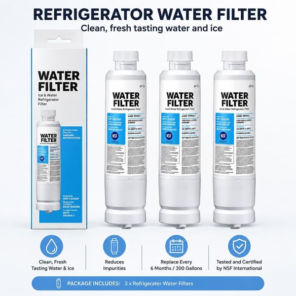 Kylskåpsvattenfilter kompatibelt med Samsung DA29-00020B DA97-08006A, kol, 3000 Gal