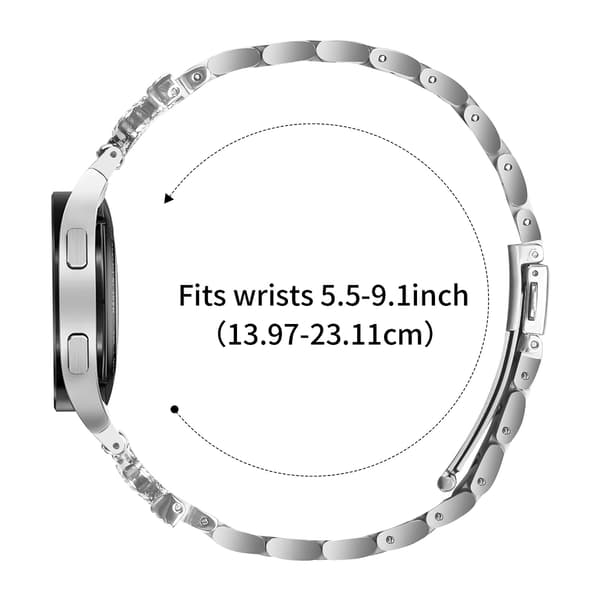 Urrem i rustfrit stål til Galaxy Watch 4/5/6, sølv, premium metalarmbånd