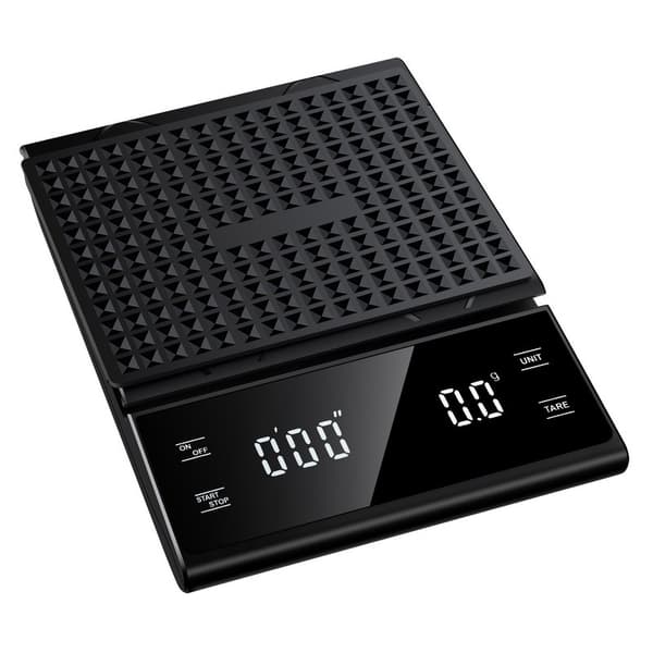 Digital kaffevægt 5kg/0.1g med timer, USB-opladning, sort