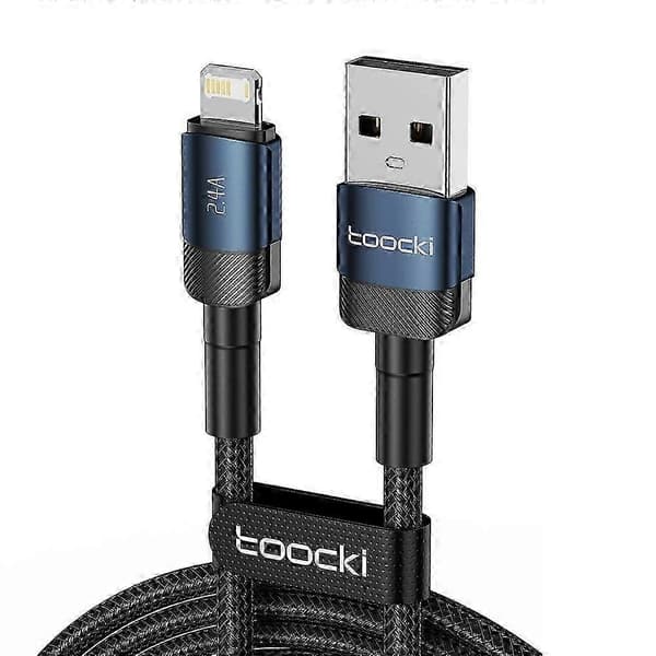 2m 2.4A snabbladdande USB till Lightning flätad datakabel - Kompatibel med vissa märken - Grön Blue