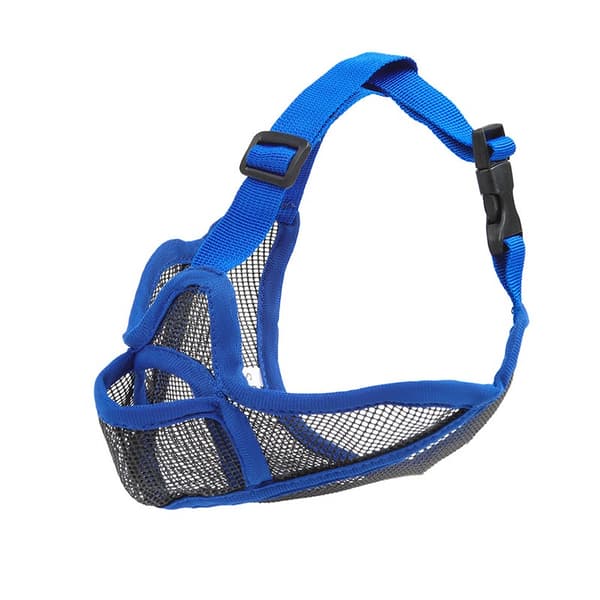 Blå kortnæset hundemundkurv, blød åndbar polyester, XS, behagelig pasform til brachycephale racer