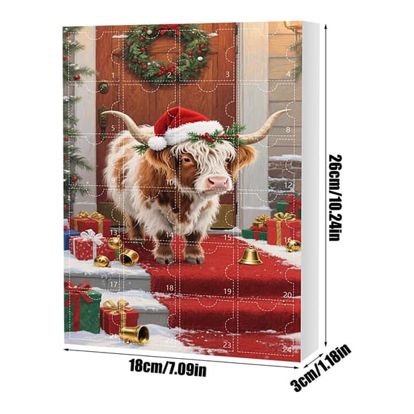 Highland Cow julnedräkningsprydnad, Blind Box H, Akryl 2D platt dekoration