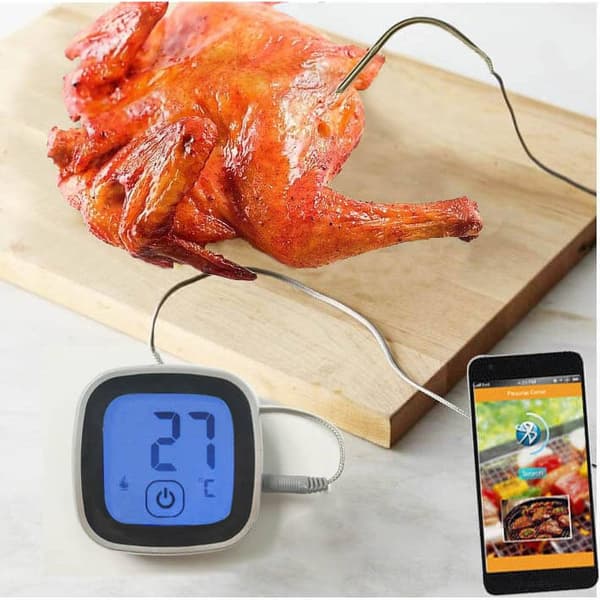 Bluetooth Kødtermometer, Digitalt Trådløst Madlavningstermometer, 0-250C, Rustfri Stålprobe