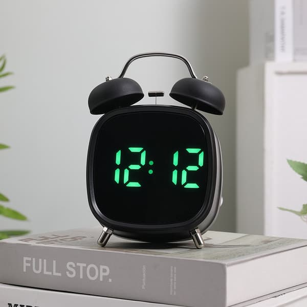 Metal LED Vækkeur til dybe sovende, høj volumen, multifunktionelt, moderne minimalistisk Gh8032 black shell blue light