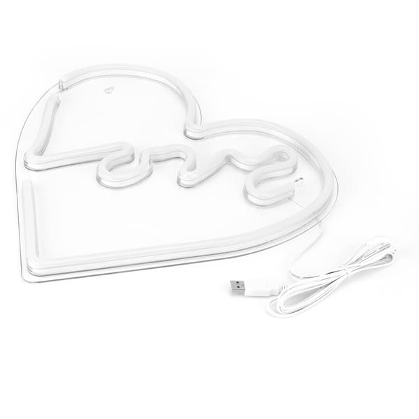LED Neon Lys USB 3D Hjerteformet Lampe, Soveværelse Fest Ferie Dekoration