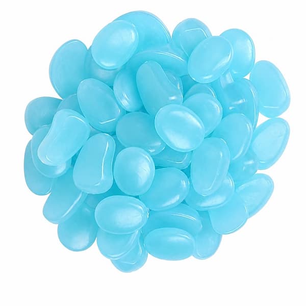 Självlysande stenar, blå, 100-pack, lysande trädgårdsstenar för utomhusdekoration
