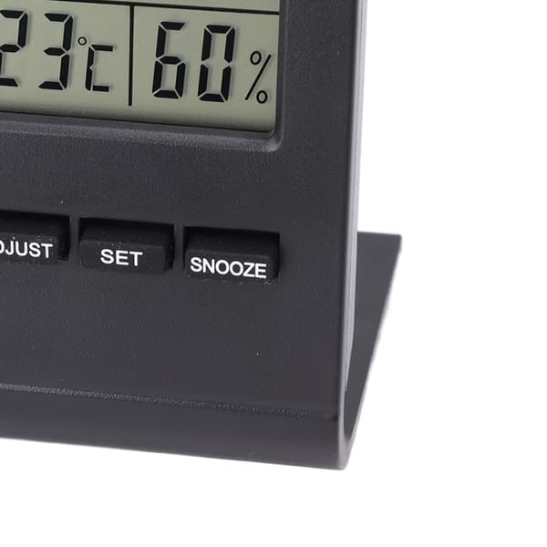 LCD Digital Hygrometer Inomhustermometer, Luftfuktighetsmätare med Larm, Svart