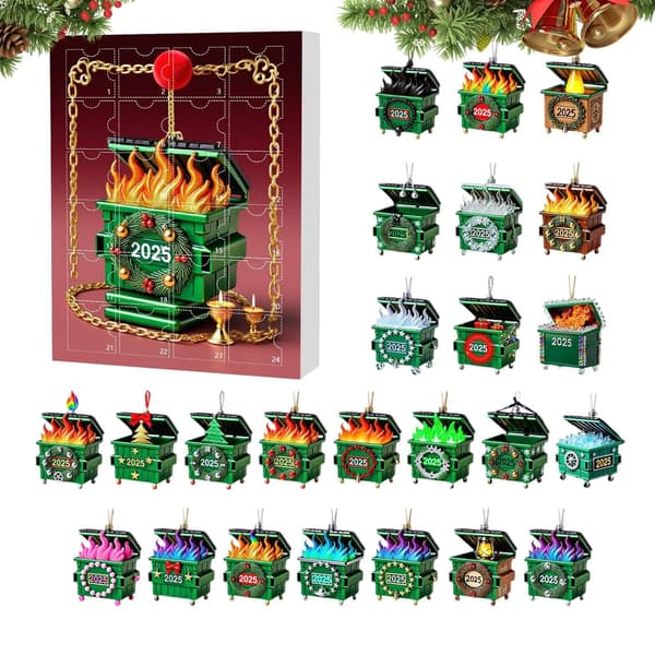 Julepynt Adventskalender Nedtelling 2025, 24-dagers 2D Akryl, Stil D