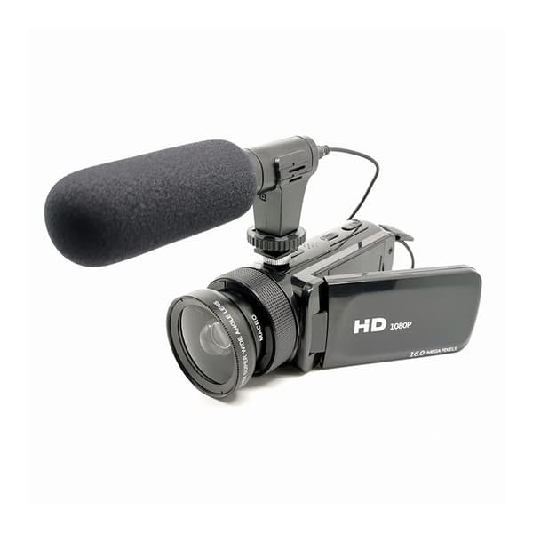 Digitalkamera med vidvinkelobjektiv, 1080p HD-video, 16x zoom, 2,4\" LCD, sort