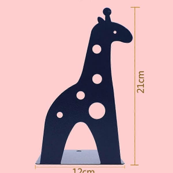 Halkfria bokstöd Giraff Bokstöd för böcker 2 st Blå Metall Bokhylla