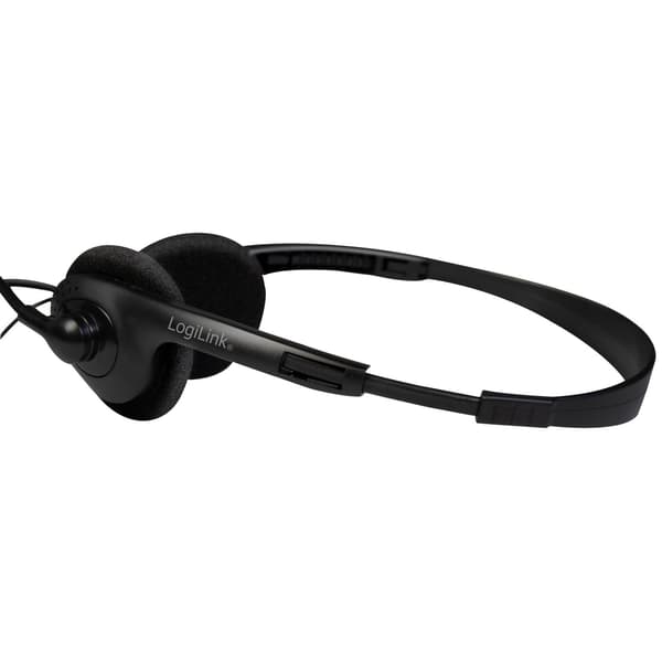 PC-headset stereo med mikrofon, 3,5 mm jackstik, on-ear, sort