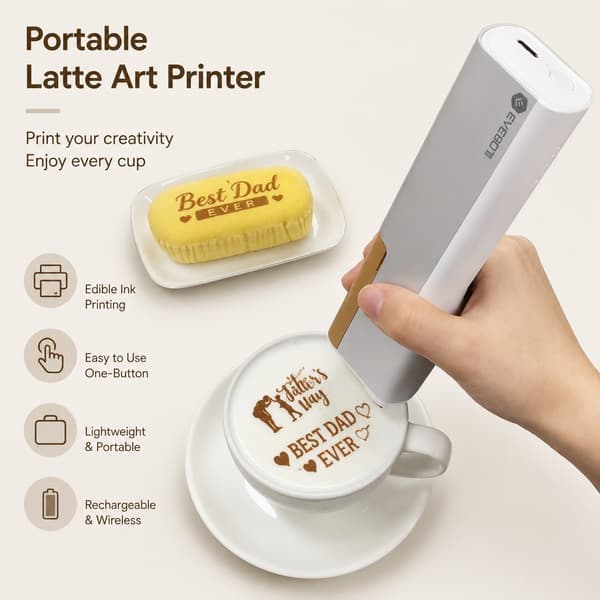 Trådløs madprinter, håndholdt inkjet-printpen til kaffe, kage, brød