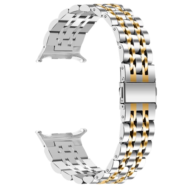 Rustfrit Stålrem Kompatibel med Samsung Galaxy Watch 8, 7-Perle Design, Guld Gold
