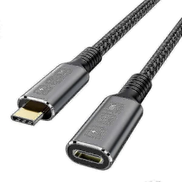 Thunderbolt 4 förlängningskabel, USB-C-kabel till USB C hane till hona stöder 8K/5K@60Hz video / 40 Gbps dataöverföring / 100W laddning (0,8m)