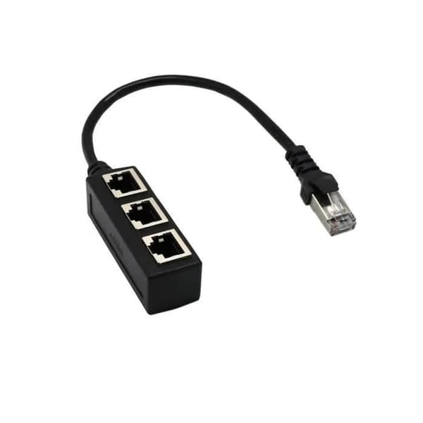 RJ45 Splitterkabel 1 till 3, Ethernet Nätverksadapter, Svart, 3-vägs Patchkabel