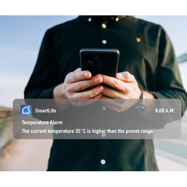 WiFi Temperatur- og Fuktighetssensor, Tuya Smart Life App, Innendørs Hygrometer Termometer