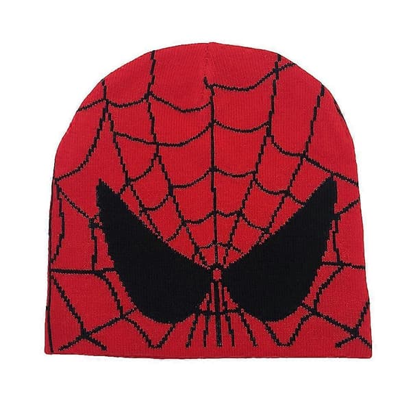 Herr Dam Spider Man Stickad Mössa Vinter Varm Skullies Hatt Cosplay Kostym Red