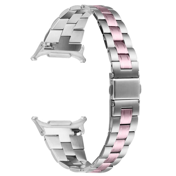 Urrem i rustfrit stål kompatibel med Samsung Galaxy Watch8, Pink, 20,5 cm længde, 2 cm bredde, tre-leds design