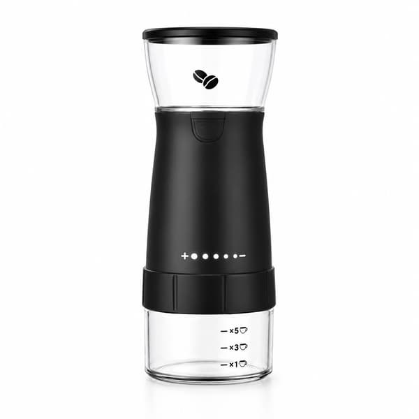 Bærbar elektrisk kaffekværn, USB genopladelig, keramisk kværn, sort