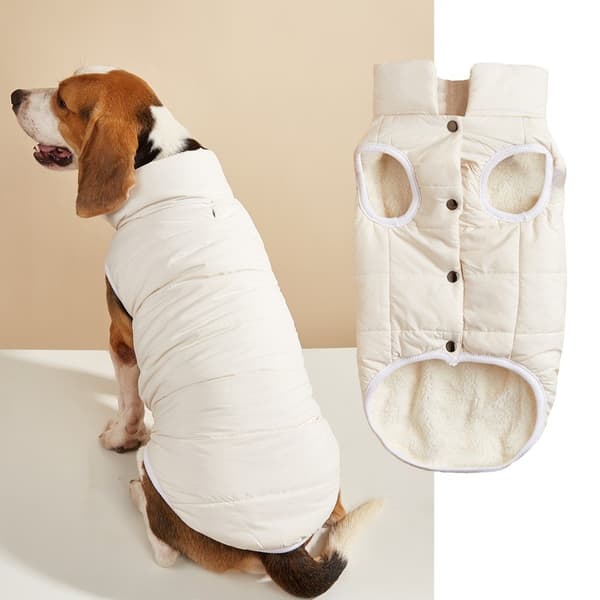 Hundevest i bomull, varm ensfarget knappevest for små og mellomstore hunder