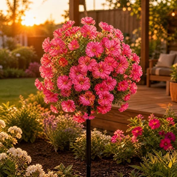 2 kpl tekokukkia maapiikeillä, realistiset teko-ulkokasvit, puutarhan terassin kuistin sisustus Rose red-55CM