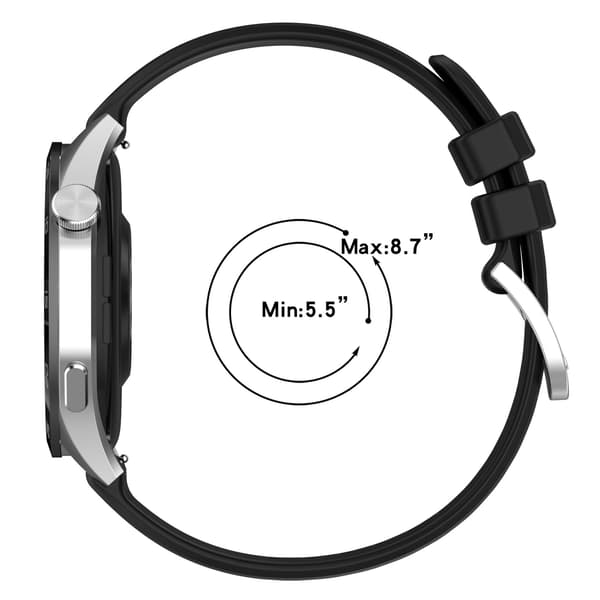 Silikoneurrem til Huawei Watch GT5, 22 mm, sort, behagelig sportsrem
