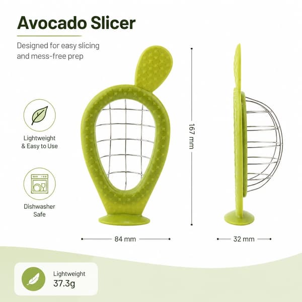 Avocado Slicer, Kiwi Frugtskærer, 304 Rustfrit Stål, Avocado Grøn, Multifunktionel Køkkengadget