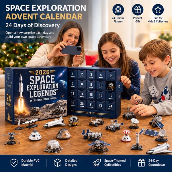 Rum-julekalender med 24 astronaut-figurer, PVC-gavesæt til jul