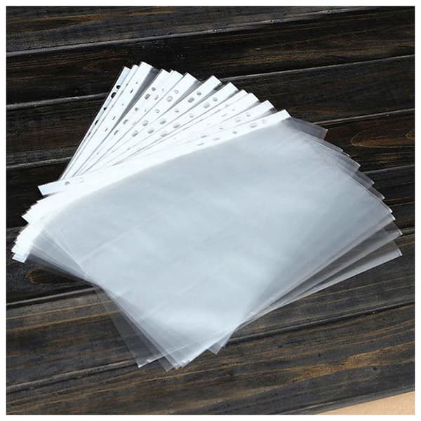 100 st A4 PP-hålpärmsfickor, transparenta arkiveringsfickor, 0,03 mm