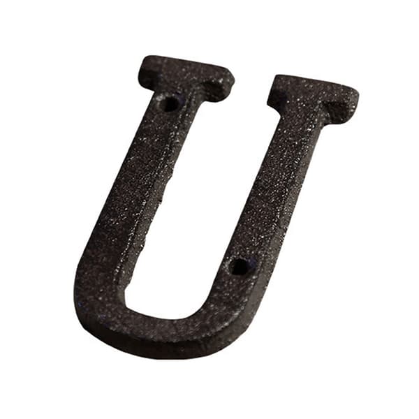 Valurautainen metallikirjain U, tee-se-itse talonumerokyltti, oven numero