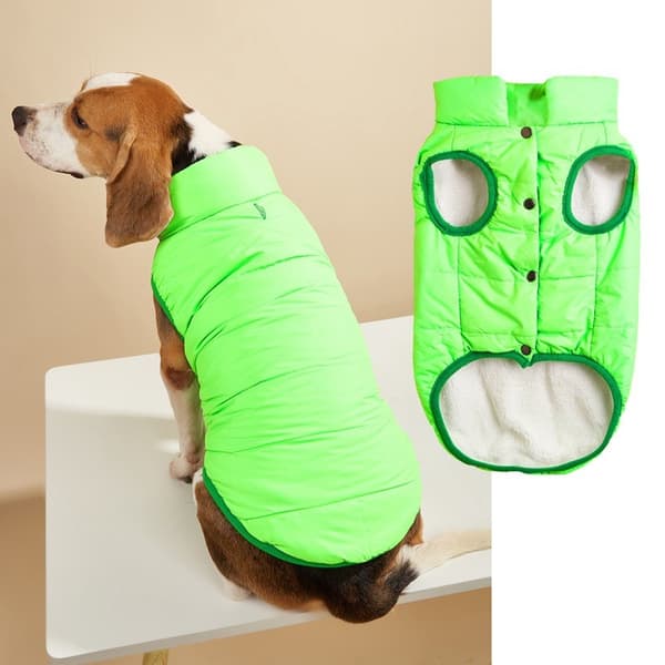 Hundevest i bomull, varm ensfarget knappevest for små og mellomstore hunder