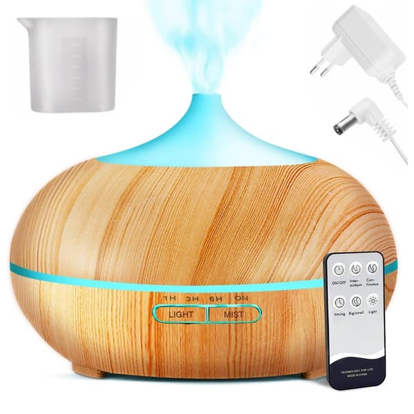 Ultralyd Aromaterapi Diffuser Luftfukter, RGB 7-farget lys, Timer, Nattlys