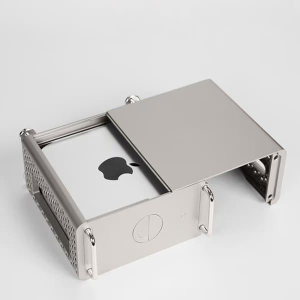 Beskyttelsesetui og stander til Mac Mini M4/Pro, ABS, stødsikker, sølv Silver