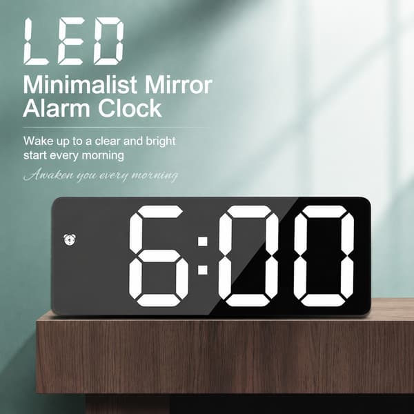 LED Elektronisk Vekkerklokke, Batteri- og Plug-in Dobbel Bruk, Plast, Enkel Stil Rectangular black surface red light
