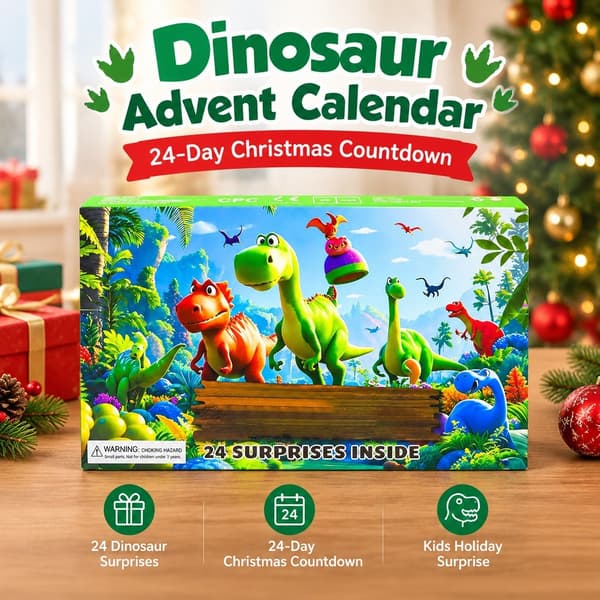Dinosaur Julekalender, 24-dagers nedtelling til jul, realistisk figur, barn småbarn