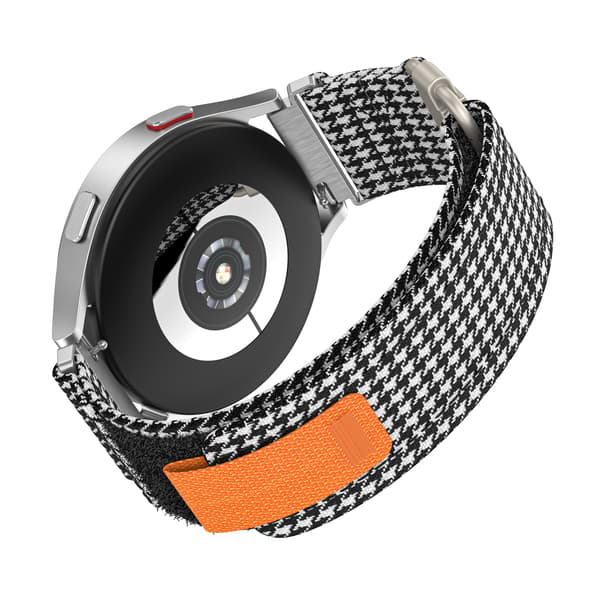 Klokkerem i kanvas til Samsung Galaxy Watch Active 1/2, Watch 4, 20mm, Svart+Hvit