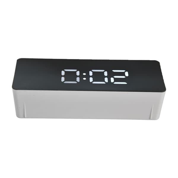 LED digital vekkerklokke, USB-drevet, 3 lysmoduser, slumrefunksjon, Celsius/Fahrenheit, hvit