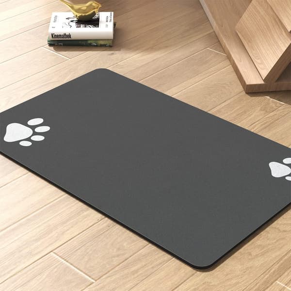 Absorberende hurtigtørrende fodermåtte til hunde, ingen pletter, passer til mad-/vandskåle og dispenser. Hundetilbehør. Dark Gray-30*50