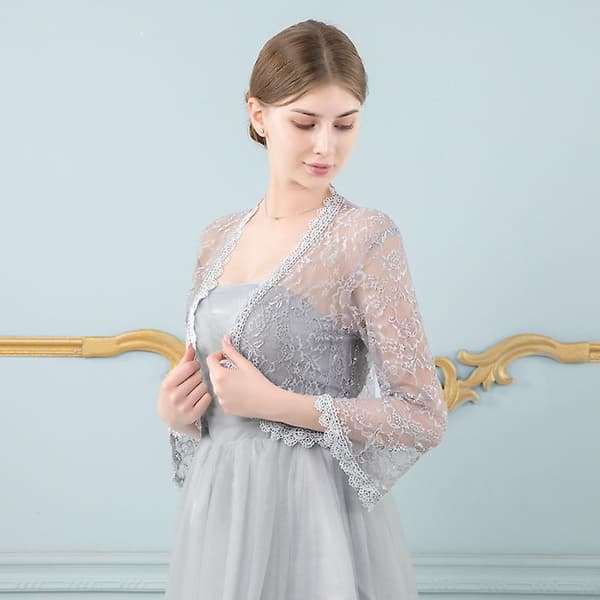 Bröllopsklänning i spets med bolero-överdel GREY