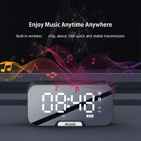 5-i-1 Multifunktionell Väckarklocka, Bluetooth-högtalare, Radio, Temperaturdisplay