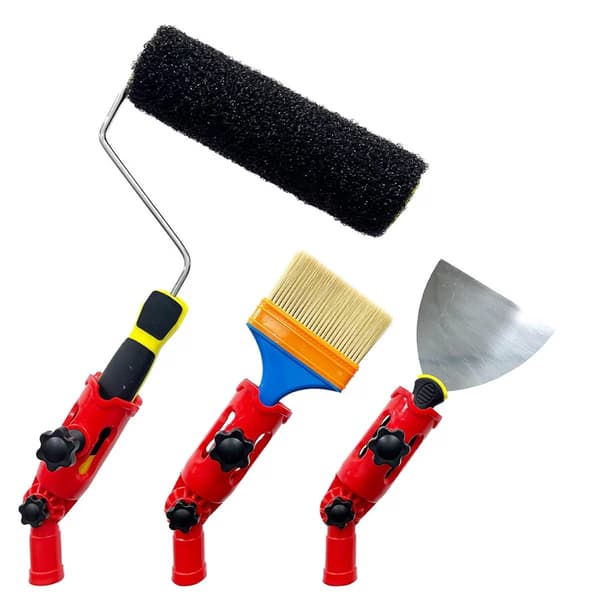 Malingbørste Forlænger med Flere Vinkler, Rød, Forlængerstang Tilbehør til Børste & Rulle, Sikkert Greb