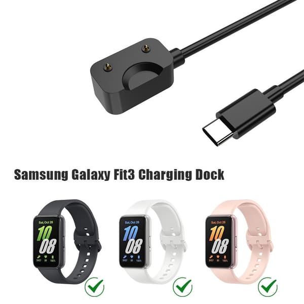 Opladningsdock kompatibel med Samsung Galaxy Fit3, USB-C magnetisk oplader, sort